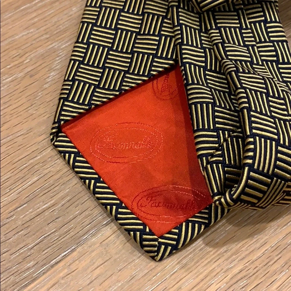 Faconnable silk tie black and gold